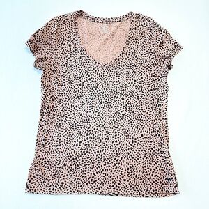 Victoria’s Secret Pink Women’s Mauve Leopard Spot Neck T Shirt Size Large